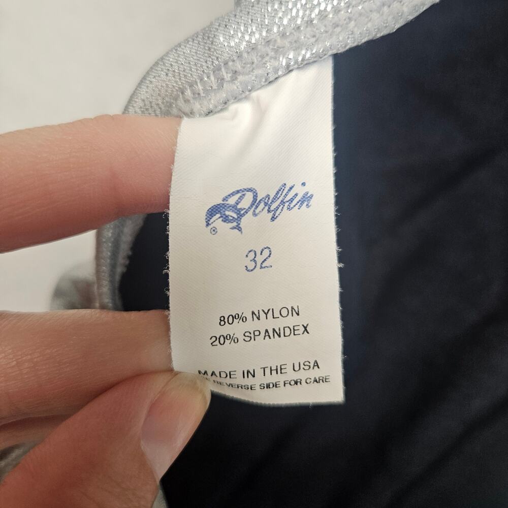 Dolfin Metallic Silver Foil One Piece Swimsuit Womens Size 32 Made in USA Shiny - Picture 4 of 7